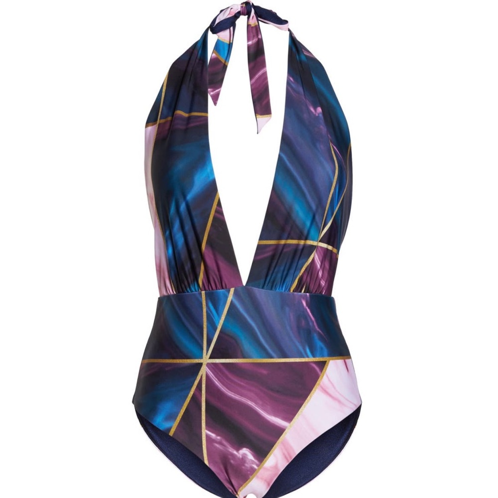 Ted Baker London Reversible Marble to Navy One Piece Suit // Size: 3 = 8-10